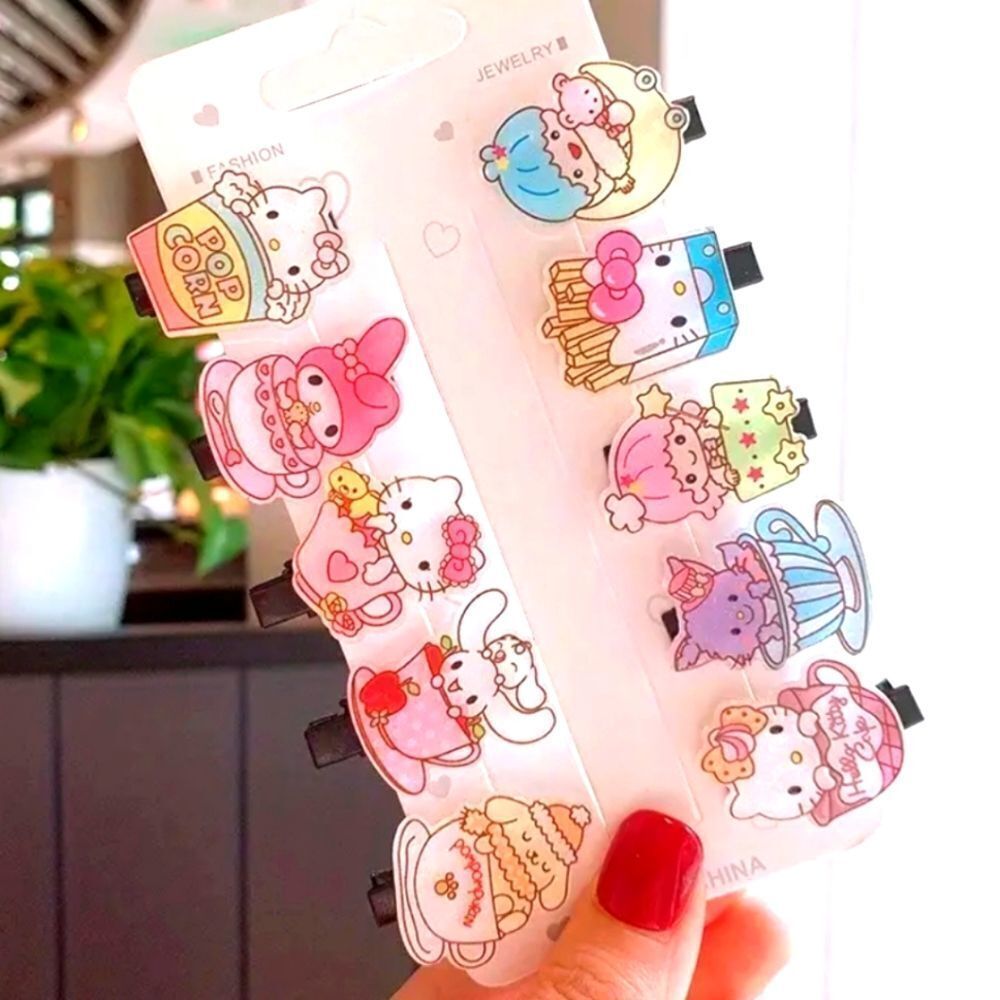 hello kitty Hair Clips Set - 10pcs Cute Cartoon cat sanrio